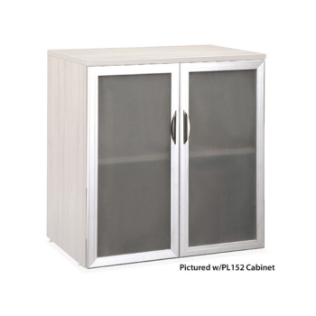 White cabinet with frosted glass doors